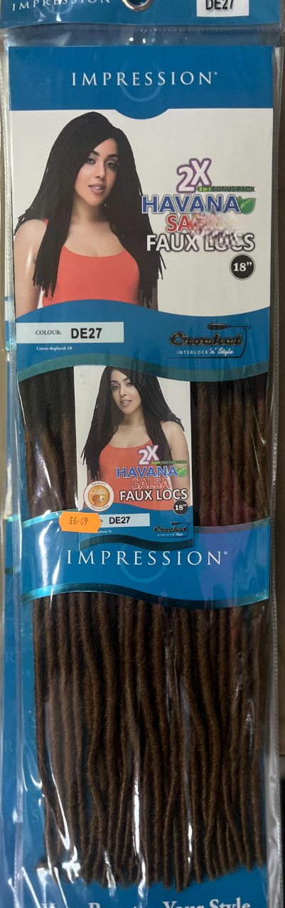 Impression 2x havana soft medium faux locs 18" hair