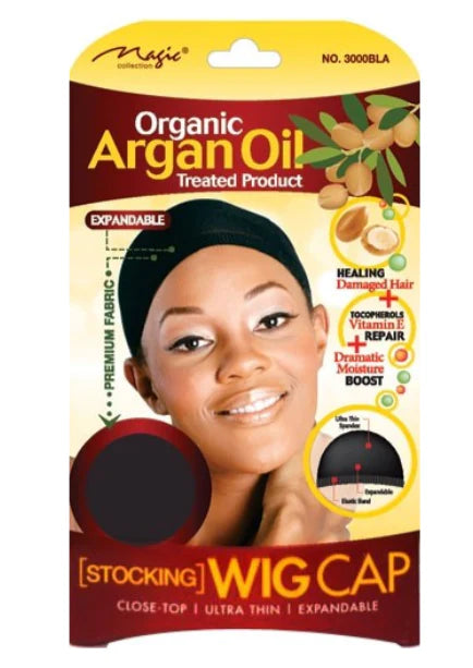 Magic Collection Organic Argan Oil Treated Stocking Wig Cap Black