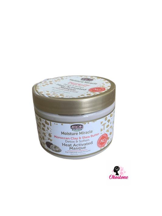 African Pride Moisture miracle Moroccan Clay & Shea Butter Detox & Soften Heat Activated Masque 340 g