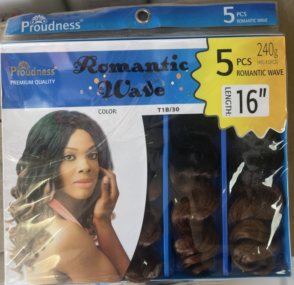 Romantic wave hair, length 16 inches, color T1B/30 5 pcs