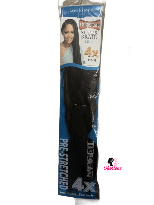 Impression pre-stretched super braid bulk hair 4x