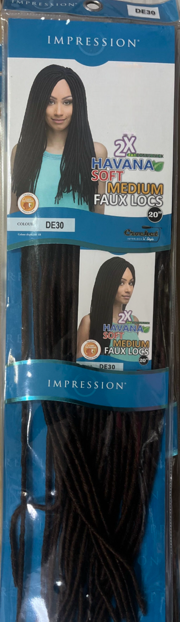 Impression 2x havana soft medium faux locs 20" hair