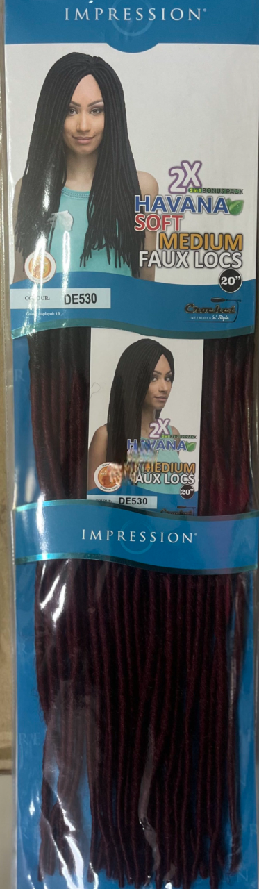 Impression 2x havana soft medium faux locs 20" hair
