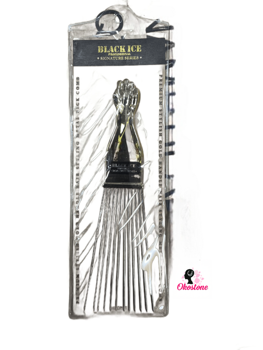 Black ice hair styling metallic comb