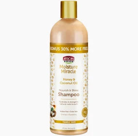 African pride moisture miracle Honey 8 Coconut Oil Nourish & Shine Shampoo 16 oz
